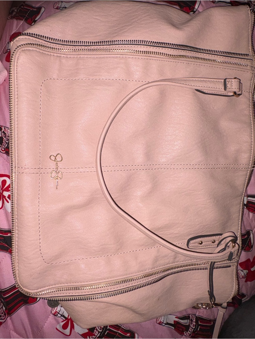 Pre loved / lightly used Women's Soft Pink Tote Bag with Front Pocket